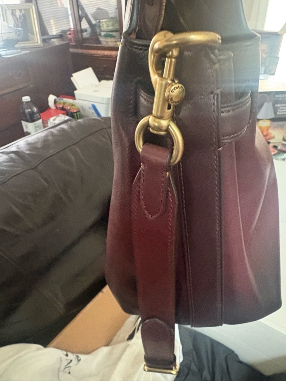 Coach Burgundy Leather Satchel with Gold Logo - Picture 6 of 16